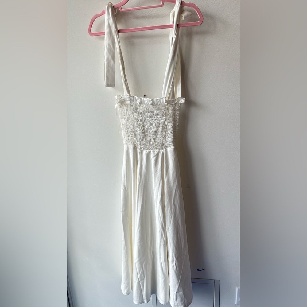 House of CB “Carmella” White Shirred Midi Dress, Size XS |1300 - Picture 6 of 7